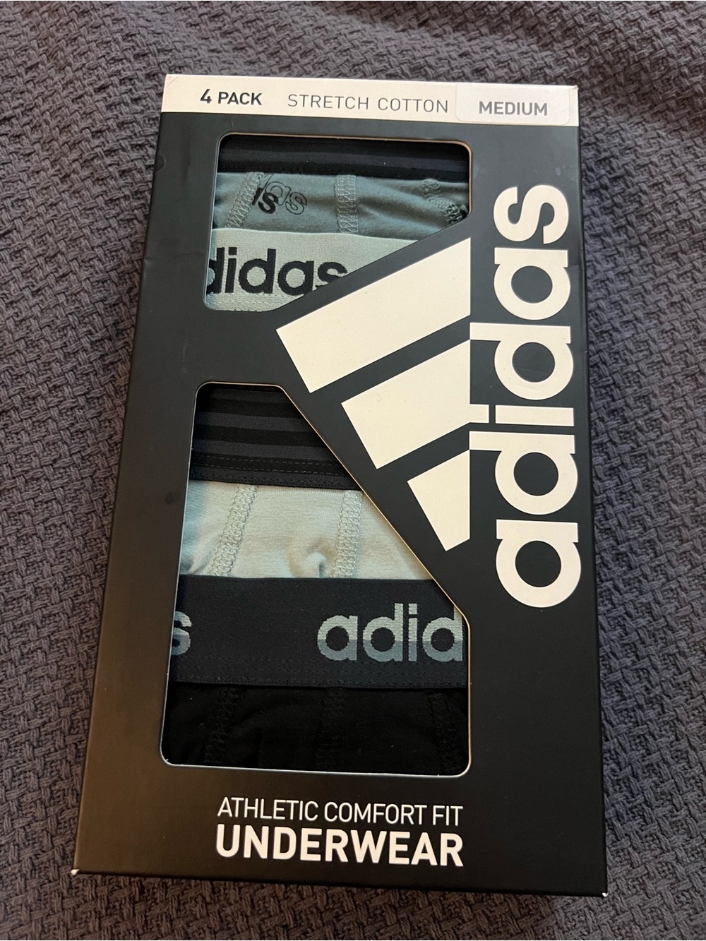 adidas 4-Pack Boxer Briefs in Black and Light Blue